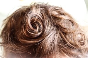baby hair, curly, blond